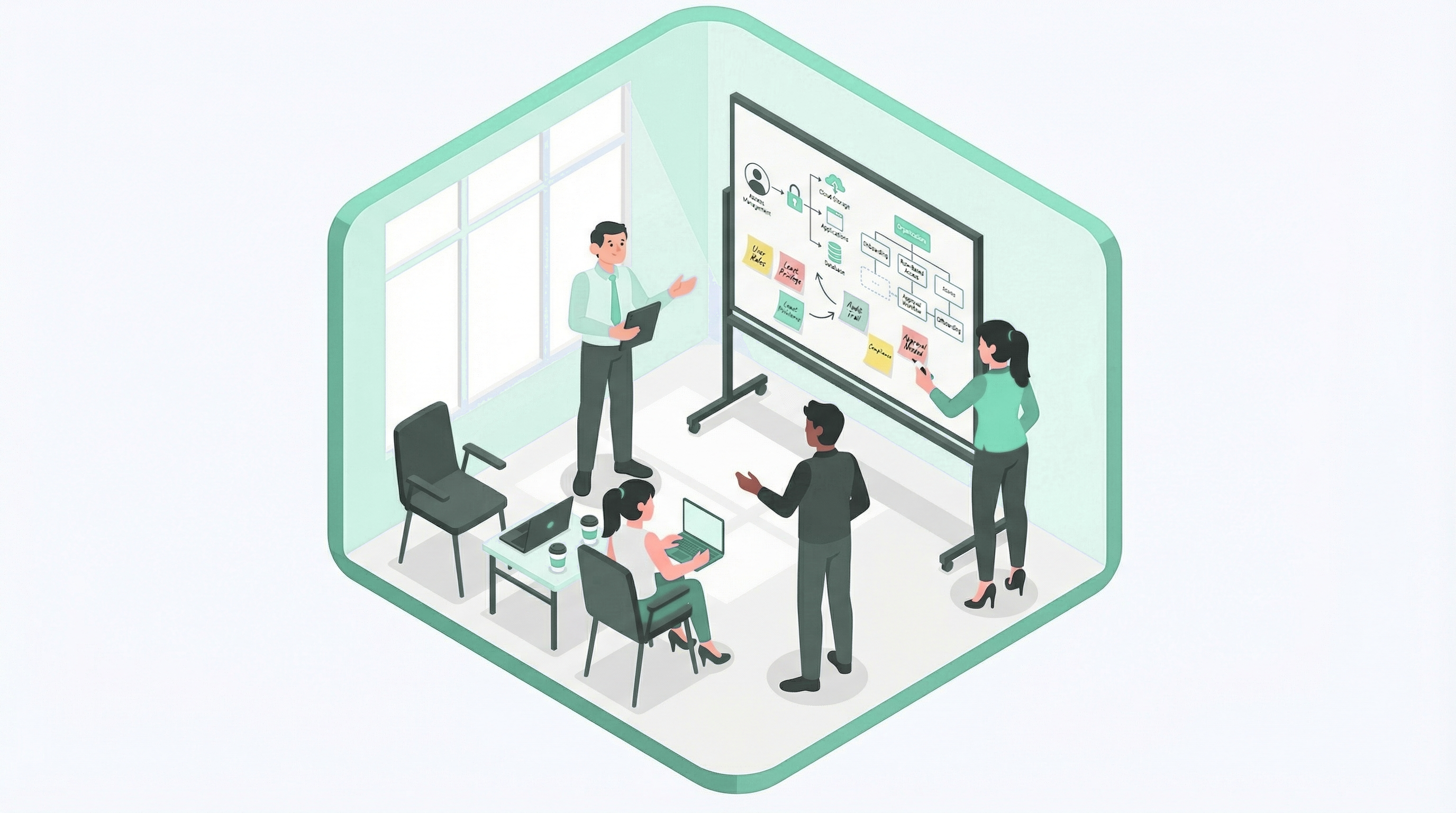 Team bespricht Zugriffsrechte und Audit-Vorbereitung